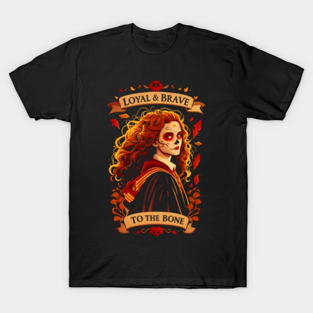 Loyal and Brave to the Bone - Day of the Dead - Fantasy T-Shirt by Fenay-Designs